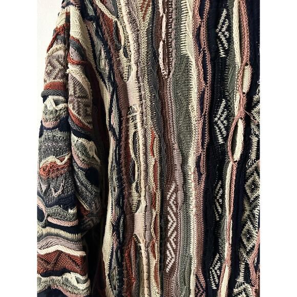 Vtg COOGI Australia 90’s v-neck sweater biggie authentic Medium knit navy multi - Picture 3 of 10